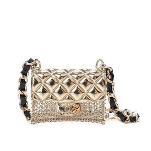 Chanel Gold Plated Lambskin Micro Flap Bag Pendant Necklace